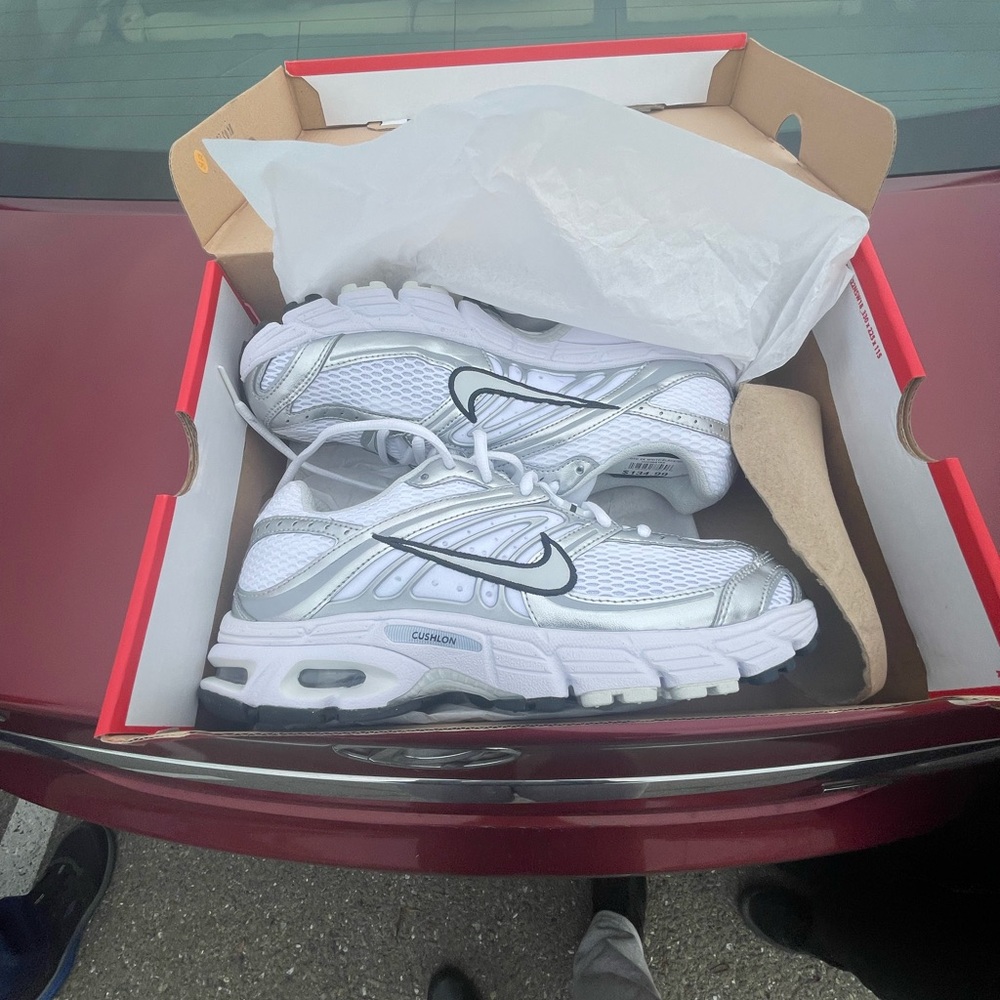 Nike White and Silver Men's Sneakers